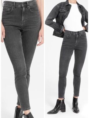 Everlane High Rise Skinny Ankle Jeans Washed Black Size 29 OG Organic Stretch